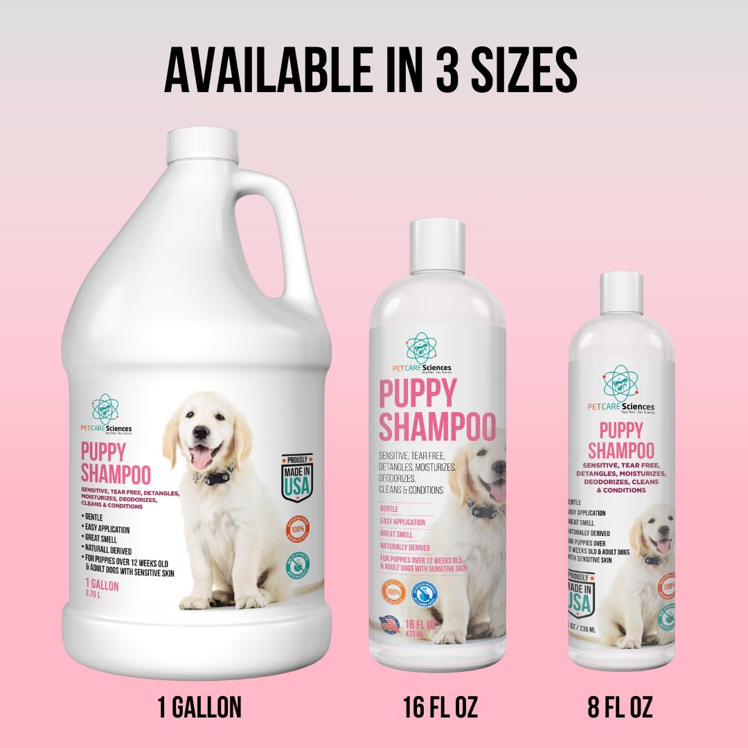 Pet Care Sciences 16 Fl Oz Tearless Puppy Shampoo And Conditioner - Anti Itch Dog Shampoo Sensitive Skin - Coconut Oil Oatmeal Pet Shampoo For Puppies