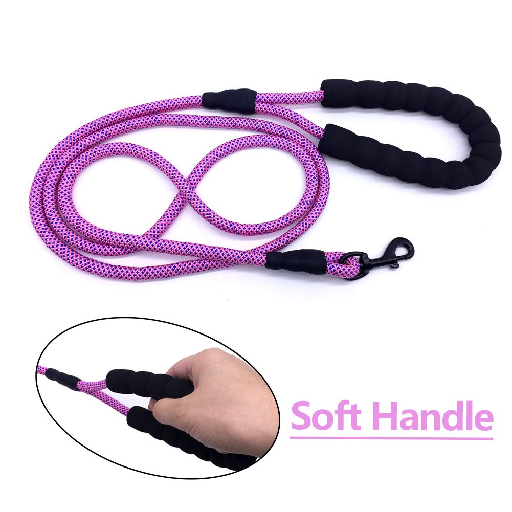Maypaw Heavy Duty Rope Dog Leash, 1/4'' X 6Ft Nylon Pet Training Leash, Soft Padded Handle Lightweight Dog Walking Leash For Sma