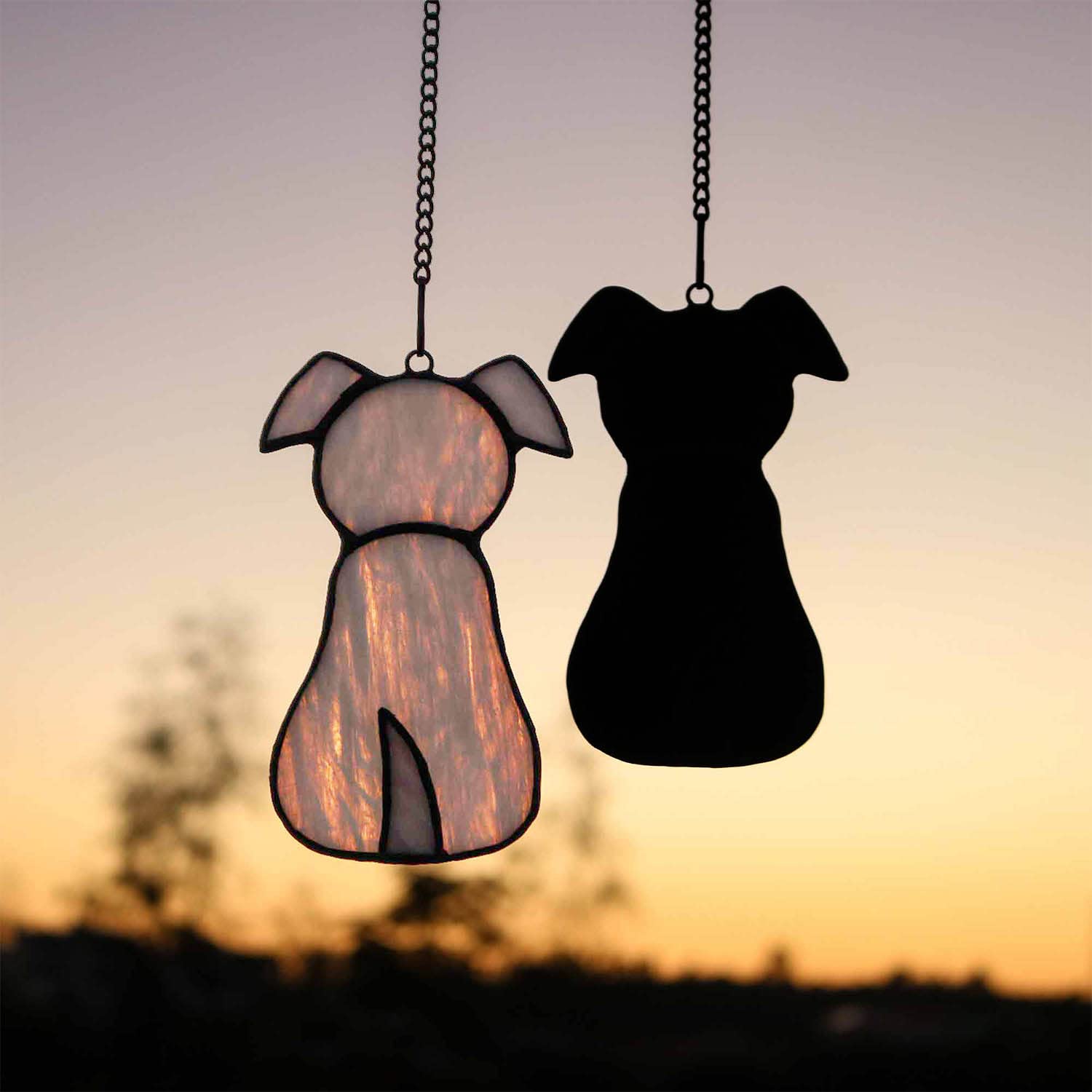 Boxcasa Pet Dog Memorial Gifts,Stained Glass Window Hanging Decoration,Bereavement Remembrance Gifts For Black Dog Lovers,Lost D