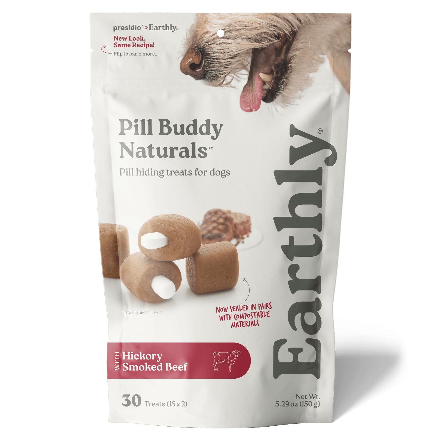 Presidio Pill Buddy Naturals - Beef Recipe Pill Hiding Treats for Dogs - Make A Perfect Pill Concealing Pocket Or Pouch for Any 