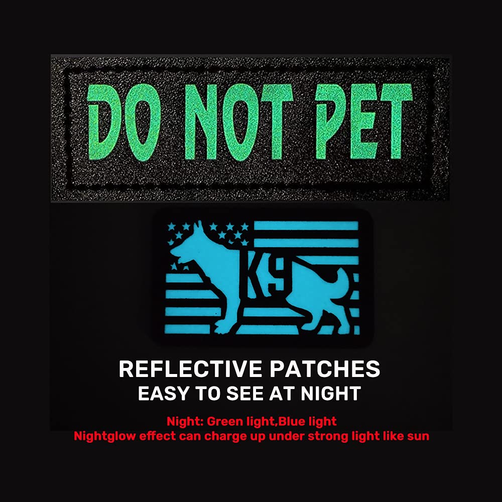 3Pcs Aliplus Reflective Dog Patches K9 Patch Removable Hook Loop Patch For Dog Vest Harness Service Dog In Training(Do Not Pet)
