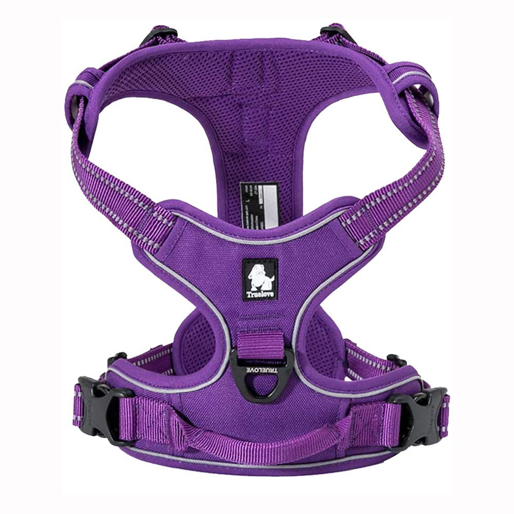 TRUE LOVE Adjustable No-Pull Dog Harness Reflective Pup Vest Harnesses Comfortable Control Brilliant Colors Truelove TLH5651(Pur