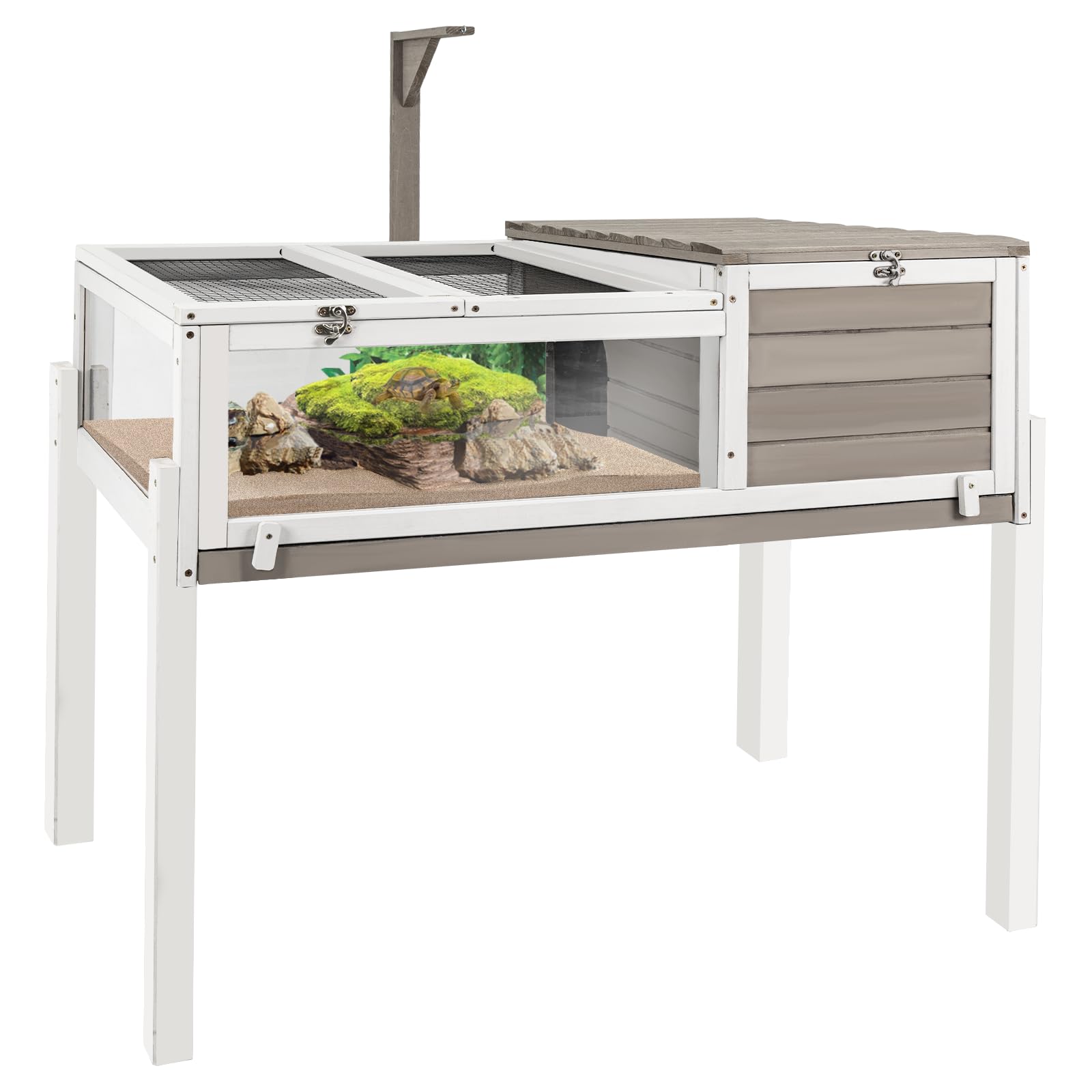 Ketive Tortoise Habitat Large Wooden Tortoise Enclosure Habitat With No-Leaking Tray Indoor & Outdoor, Reptile Cage For Small An