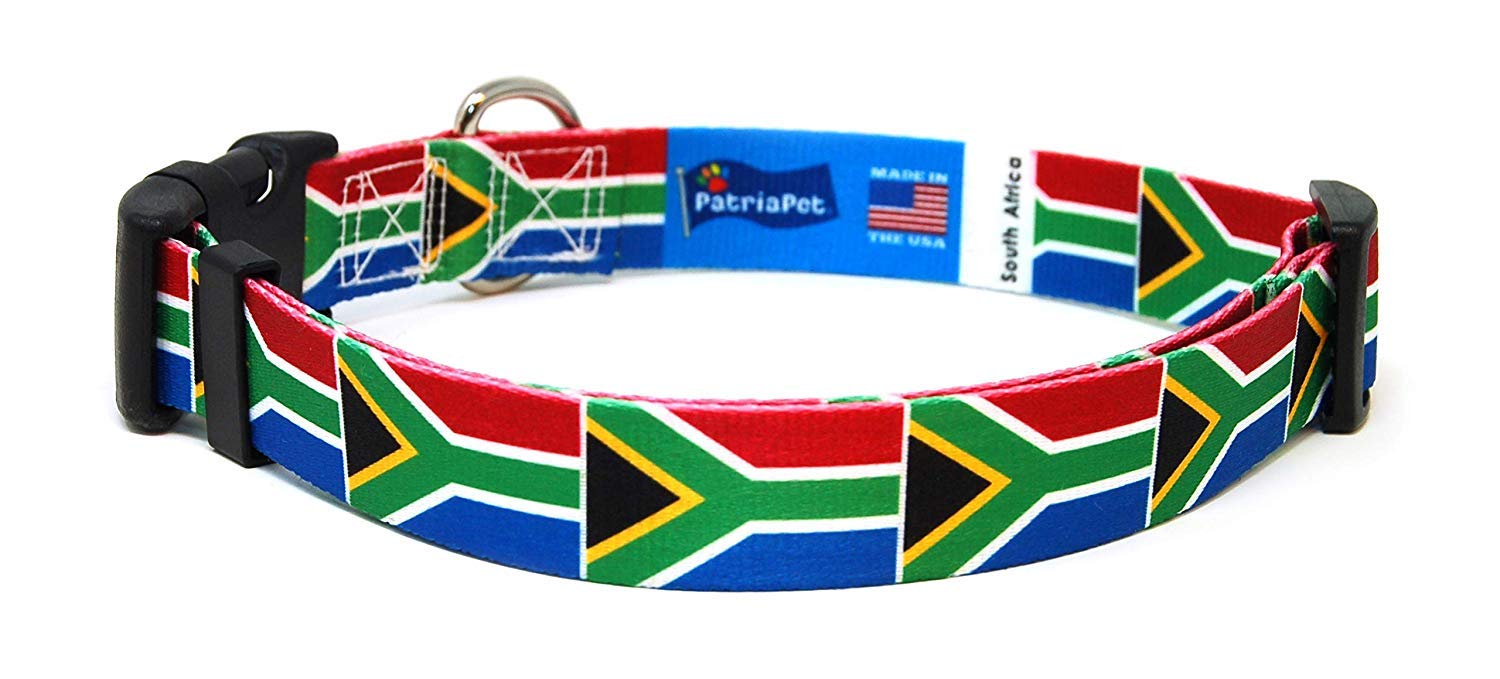 South Africa Dog Collar | Flag | Quick-Release Buckle Or Martingale | Made In Nj, Usa | 100% Polyester