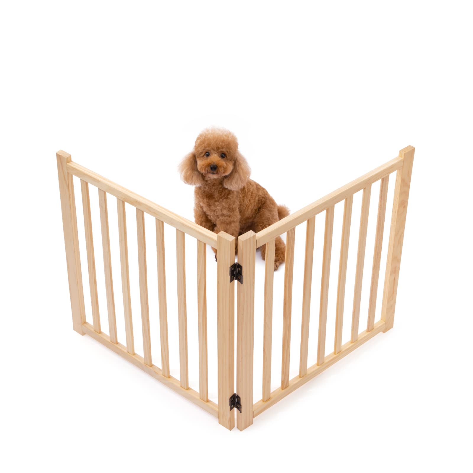 YOCAN Wood Free Standing Pet Gate for Dogs,Wooden Dog Gates for Doorways, Stairs,The House, Dog Fences Indoor Puppy Gate-2 Panel