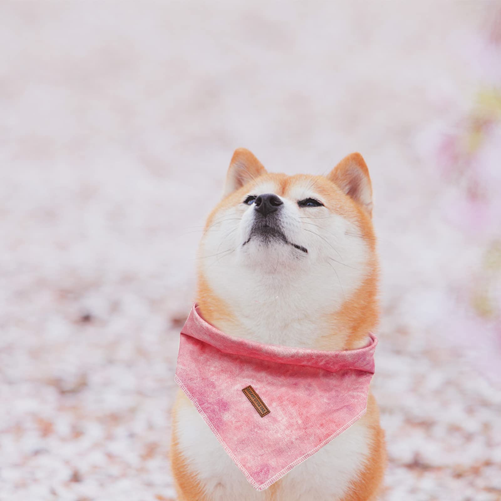 Elegant Little Tail Pink Dog Bandana, Soft Adjustable Square Kerchief For Small Puppy And Cats