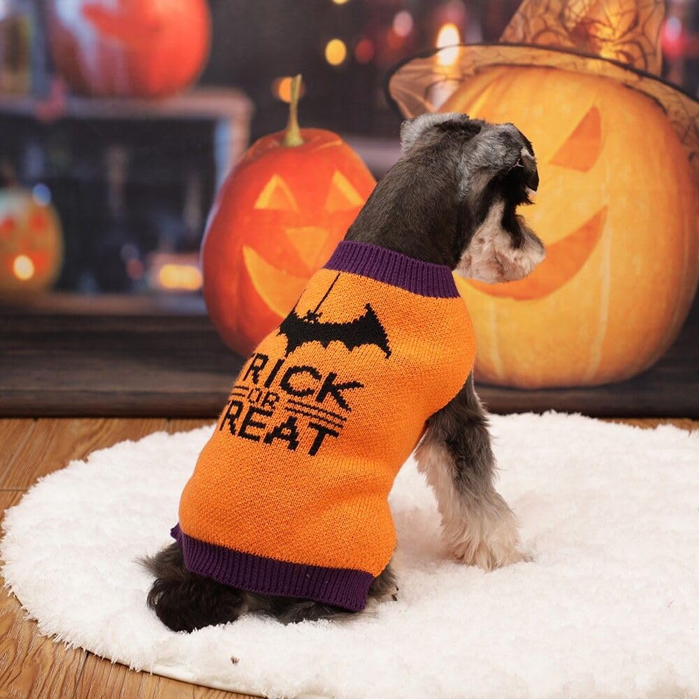 Halloween Dog Sweaters For Small Dogs: Turtleneck Knitted Warm Puppy Bat Costume, Doggie Winter Trick Or Treat Pullover Holiday