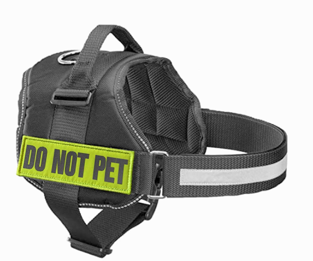 Jujupups Reflective Dog Patches 2 Pack Service Dog,In Training,Do Not Pet Tags For Hook And Loop Patches Vests And Harnesses (Do Not Pet, 5X1.5 Inch)
