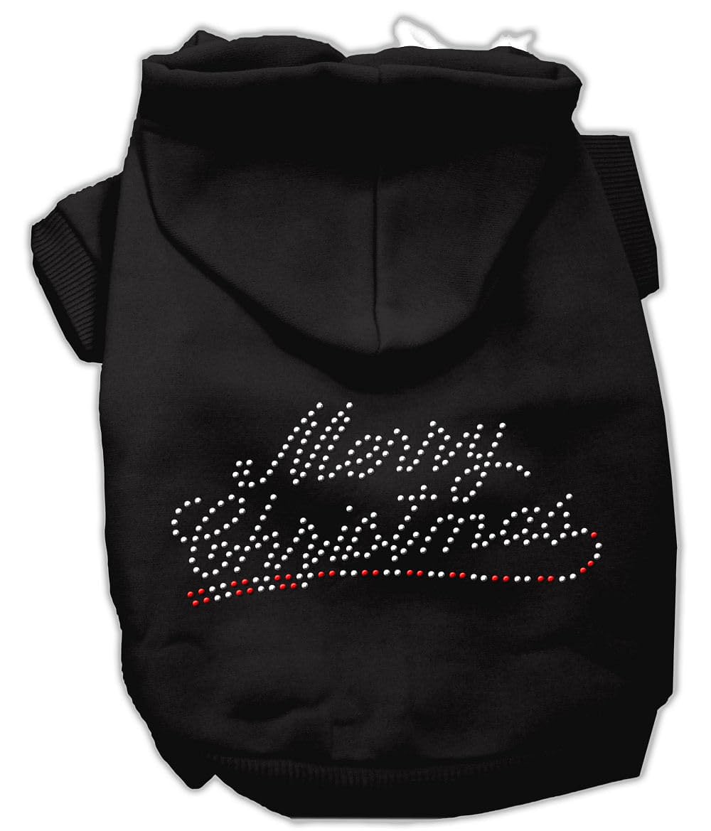 Christmas Pet, Dog & Cat Hoodie Rhinestone, &quot;Merry Christmas&quot; Black 3XL (25-35 lbs.)