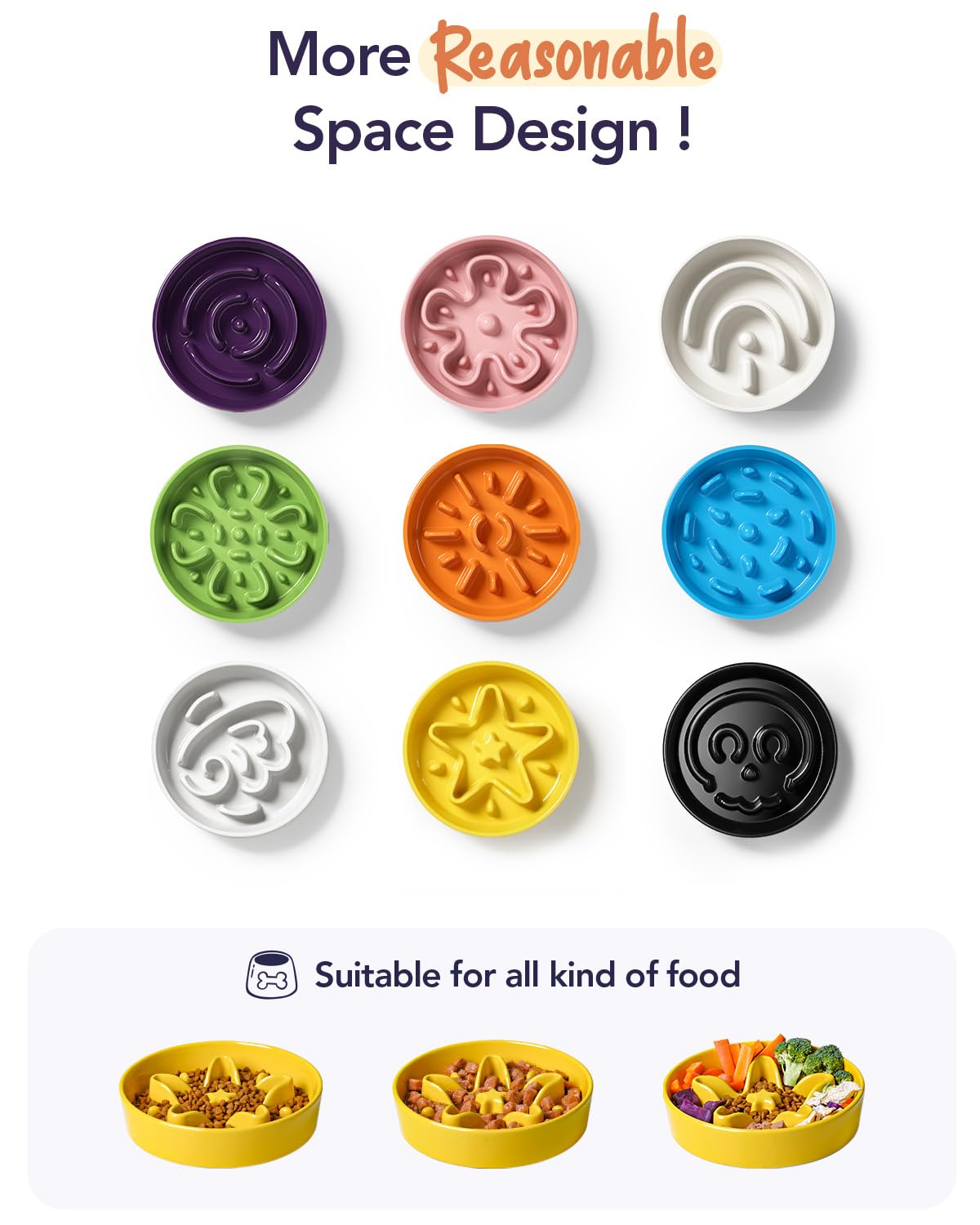 LE TAUCI Dog Bowls Slow Feeder Ceramic, 1.5 Cups Slow Feeding Dog Bowl Small Medium Breed, Puppy Slow Feeder Bow for Fast Eaters