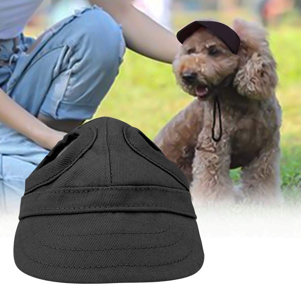 Fdit Pet Dog Sun Protection Visor Hat With Adjustable Strap Sport Hat (Black L)