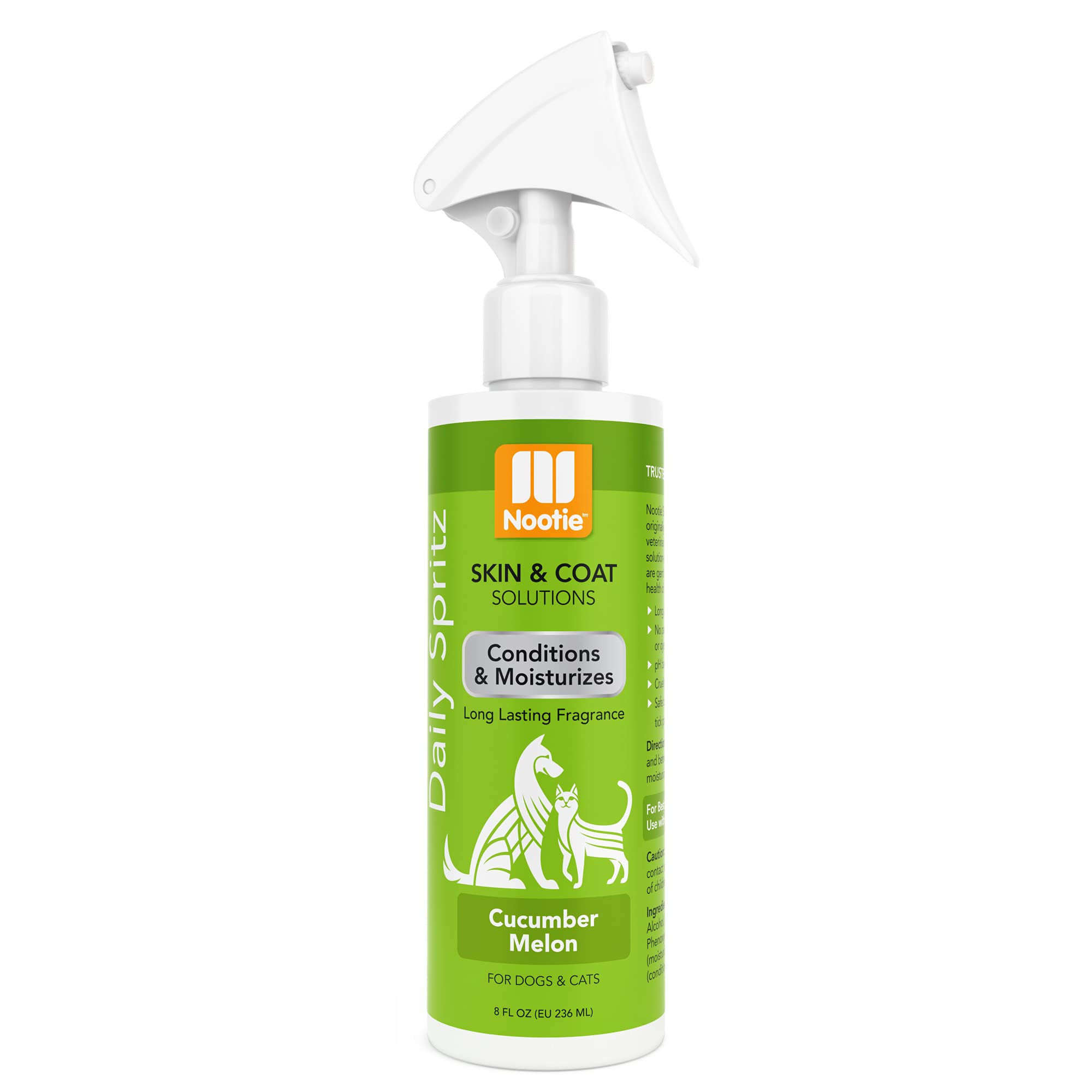 Nootie Cucumber Melon Daily Spritz for Dogs and Cats - Conditions and Moisturizes Fur, Long Lasting Pet Spray - 8oz