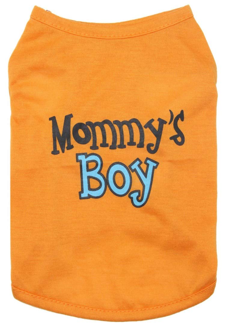 Oasis Plus Mommy'S Boy Orange Pet T-Shirt Vest Outfits Clothes For Female Male Dog Cat Rabbit