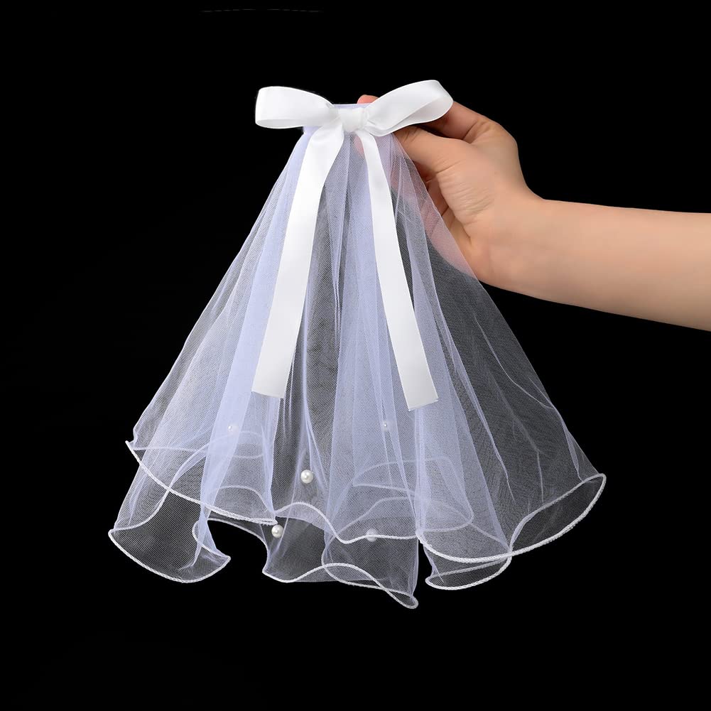 Ptsygantl Pet Wedding Veil, Dog Hair Accessories With Clip Handmade Bow Veil, Pet Cat Wedding Attire Veil Dress