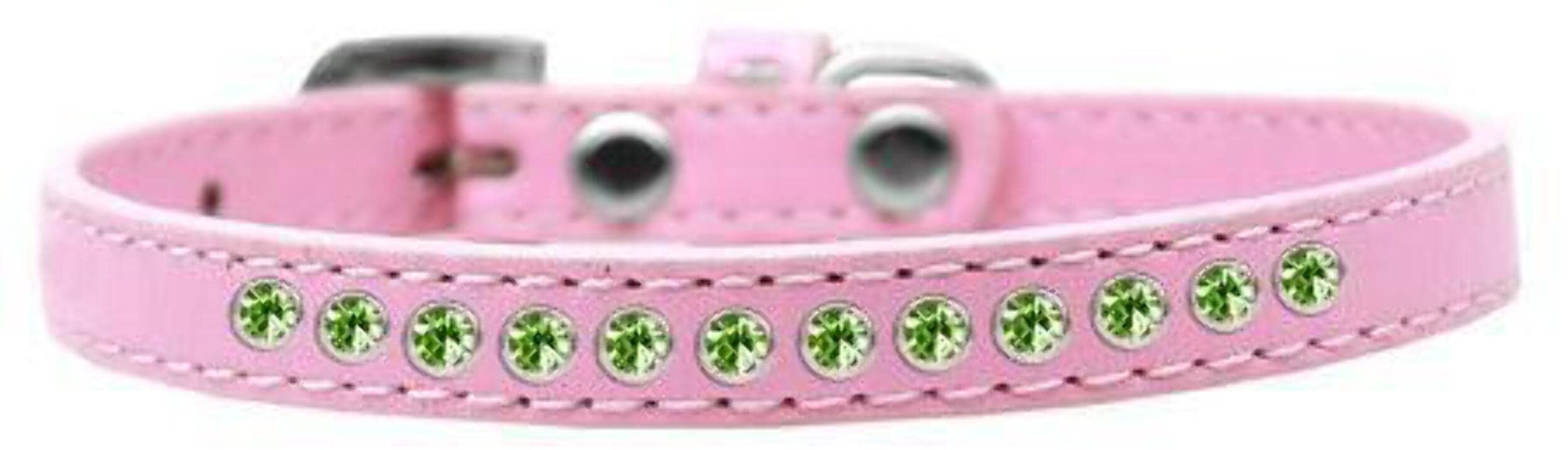 Mirage Pet Products Lime Green Crystal White Puppy Dog Collar, Size 8