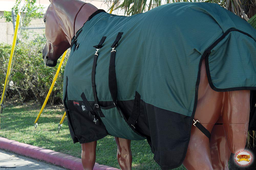 HILASON 1200D Winter Waterproof Poly Horse Turnout Blanket Belly Wrap Green | 82 in