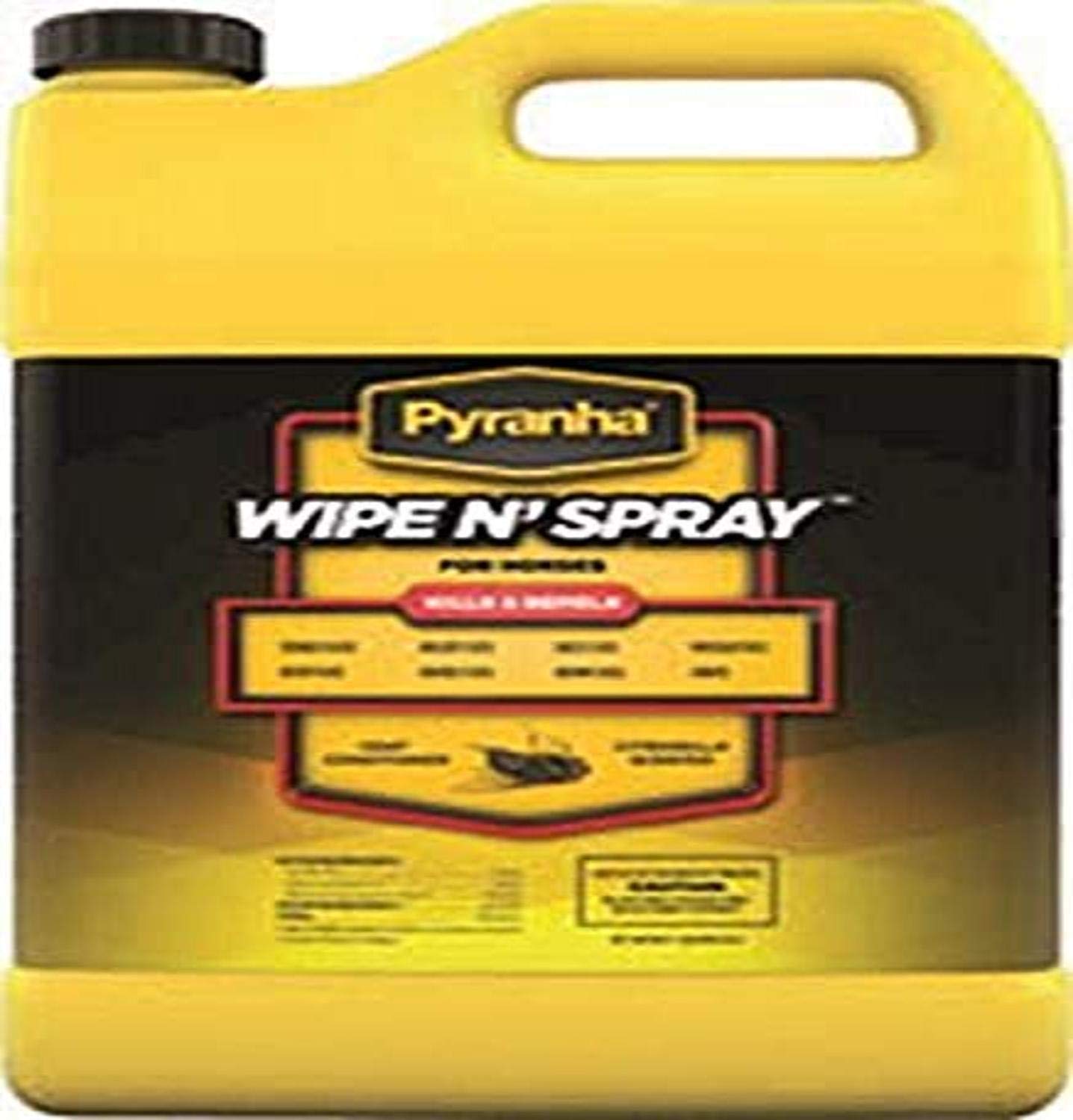 Pyranha Wipe N'Spray Fly Protection Spray for Horses, 1 Gallon, Yellow - Effective Insect Repellent for Equine Care