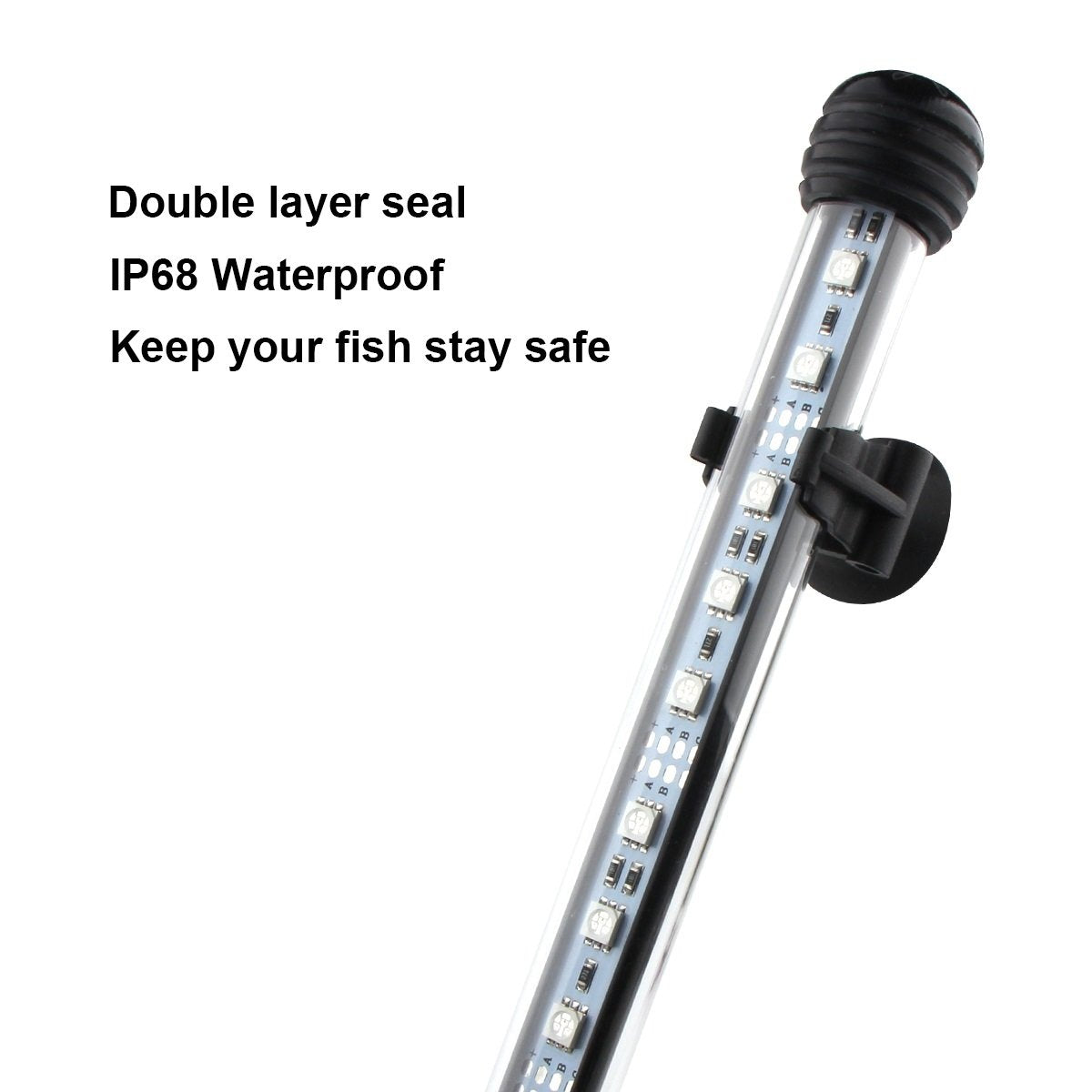 Covoart Led Aquarium Light, 15 Inches Fish Tank Light Rgb Color Underwater Light Submersible Crystal Glass Lights, 21 Led Beads,