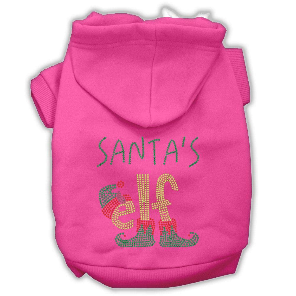 Christmas Pet, Dog & Cat Hoodie Rhinestone, 'Santa'S Elf' Red 2Xl (20-25 Lbs.)