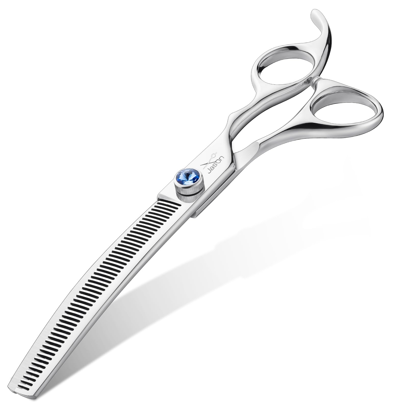 JASON 7 '' Curved Thinner Dog Scissors - Ergonomic Dog Grooming Scissors Silver Curved Blender Dog Shears 440C Stainless Steel G