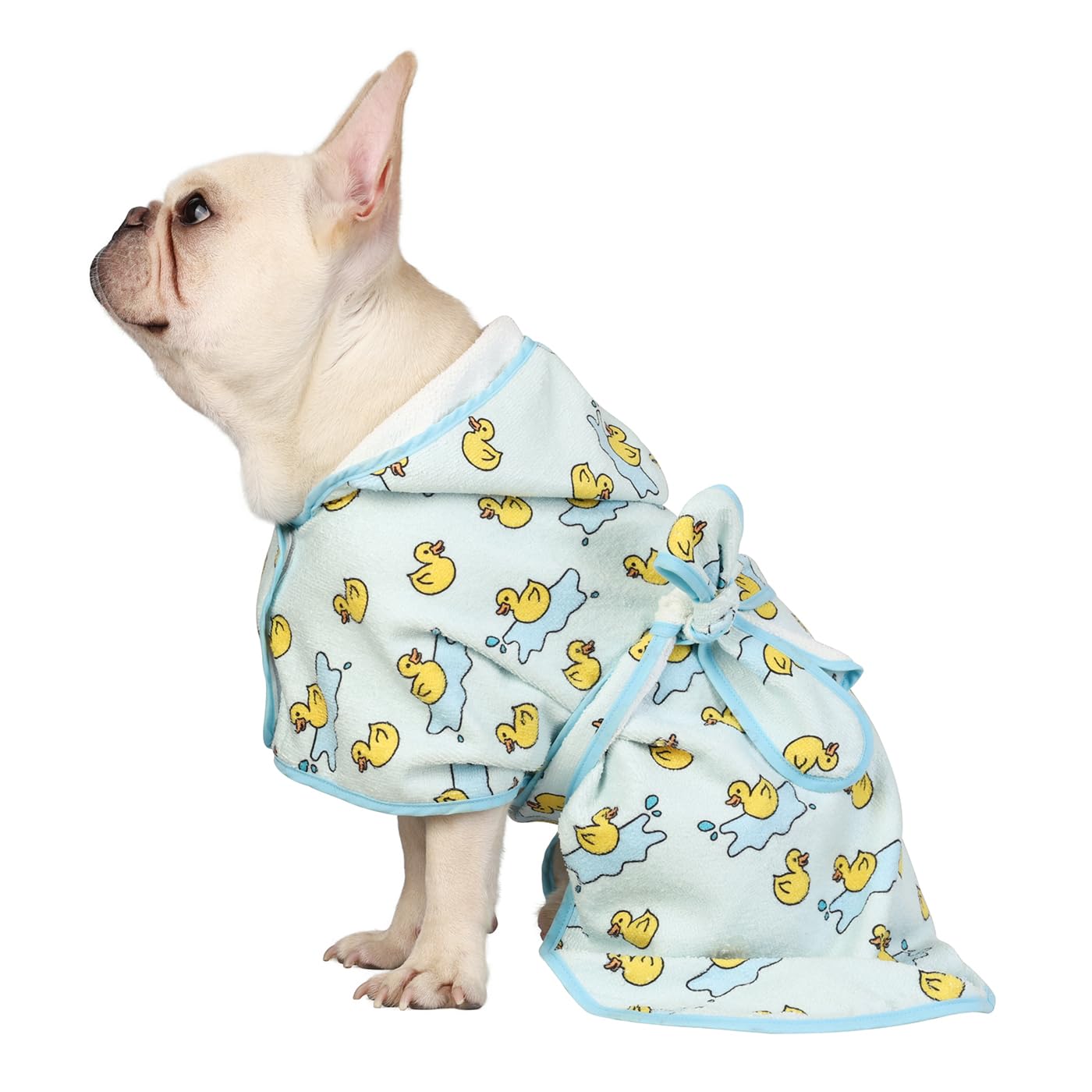 Hde Dog Bathrobe Super Absorbent Quick Drying Towel With Hood For All Dog Breeds Sizes S-Xxl - Rubber Duck Puddles - S