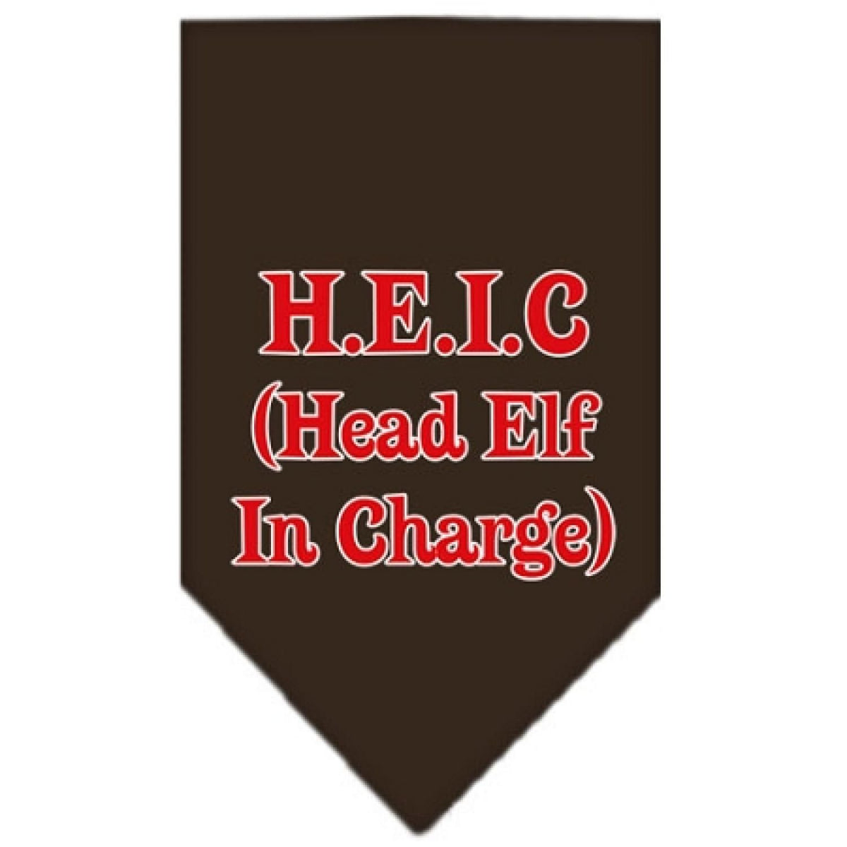 Christmas Pet and Dog Bandana Screen Printed, &quot;Head Elf In Charge&quot; Cocoa Large