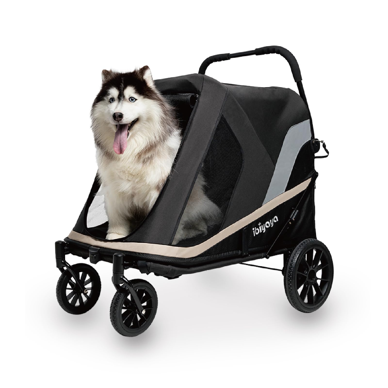 Ibiyaya - Grand Cruiser Dog Stroller For Large Dogs - Dog Wagon For Senior Dogs And Elderly Dogs - Comfortable And Durable, Heavy Duty Design - Black