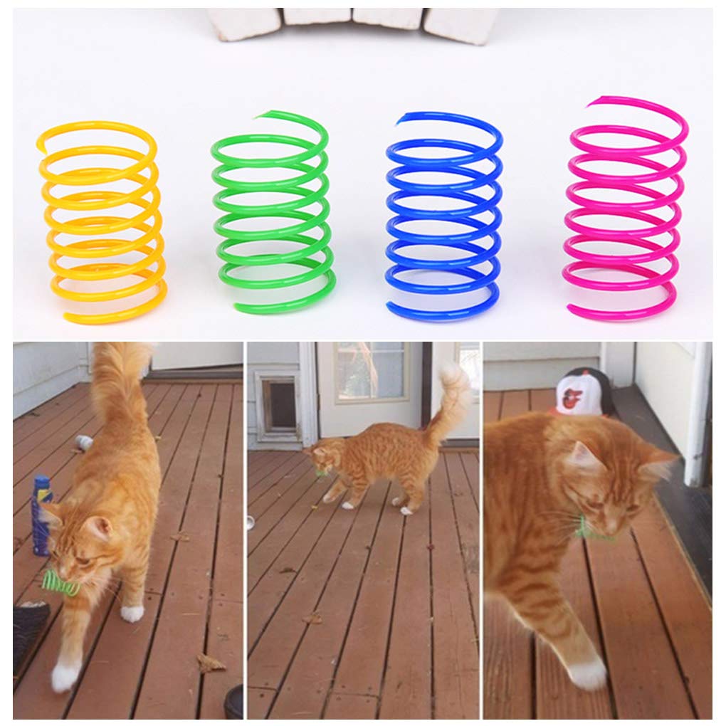 Andiker Cat Spring Toy, 24Pcs Colorful Cat Spiral Springs Creative And Interactive Cat Toy Durable Heavy Plastic Springs Cat Toys For Cat Interactive Toys For Indoor Cats (24Pcs)