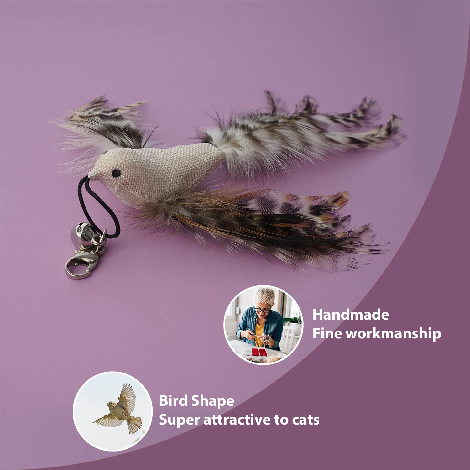 FUPUSUN Cat Feather Toys - Interactive Wand & Teaser Set, Indoor Kitten Play & Exercise