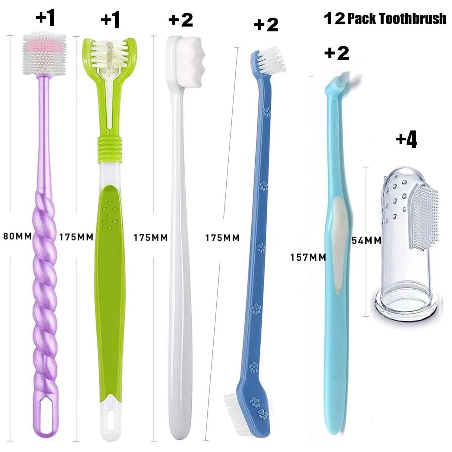 URMYONLY Dog Toothbrush, 360 Degree Finger Toothbrush, Triple Head Toothbrushes,Cleaning Brushes for Dog Cat Oral Dental Health