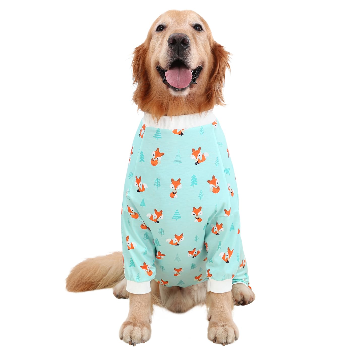 HDE Dog Pajamas One Piece Jumpsuit Lightweight Dog PJs Shirt for M-3XL Dogs Winter Foxes - 2XL