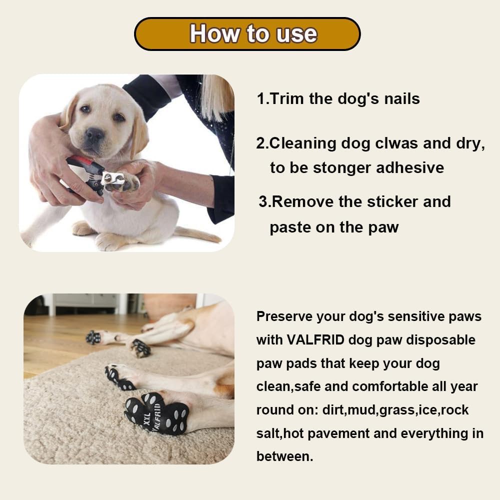 Valfrid Dog Paw Protector Pads,15 Sets-60 Pads Anti-Slip Grips For Hardwood Floors,Best For Hot Pavement,Strong Self-Adhesive Tr