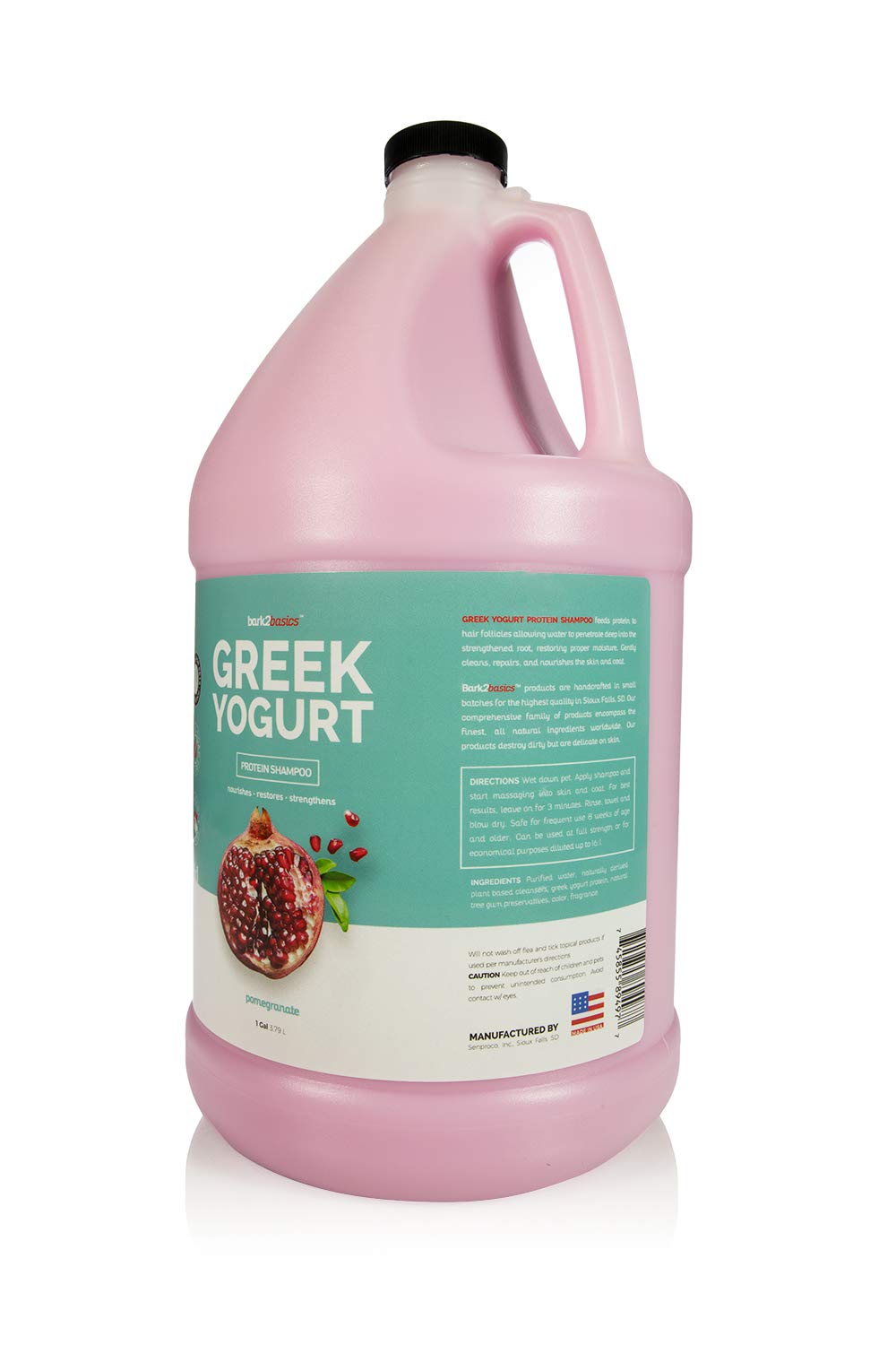 Bark 2 Basics Pomegranate Greek Yogurt Dog Shampoo, 1 Gallon, Protein Pet Shampoo, Feeds Protein To Hair, Repairs And Nourishes Skin And Coat