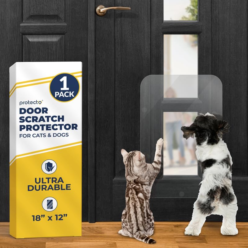 PROTECTO 18x12 Door Protector from Dog Scratching - Cat & Dog Scratch Guard for Indoor/Outdoor Use Easy Install on Doors, Walls,