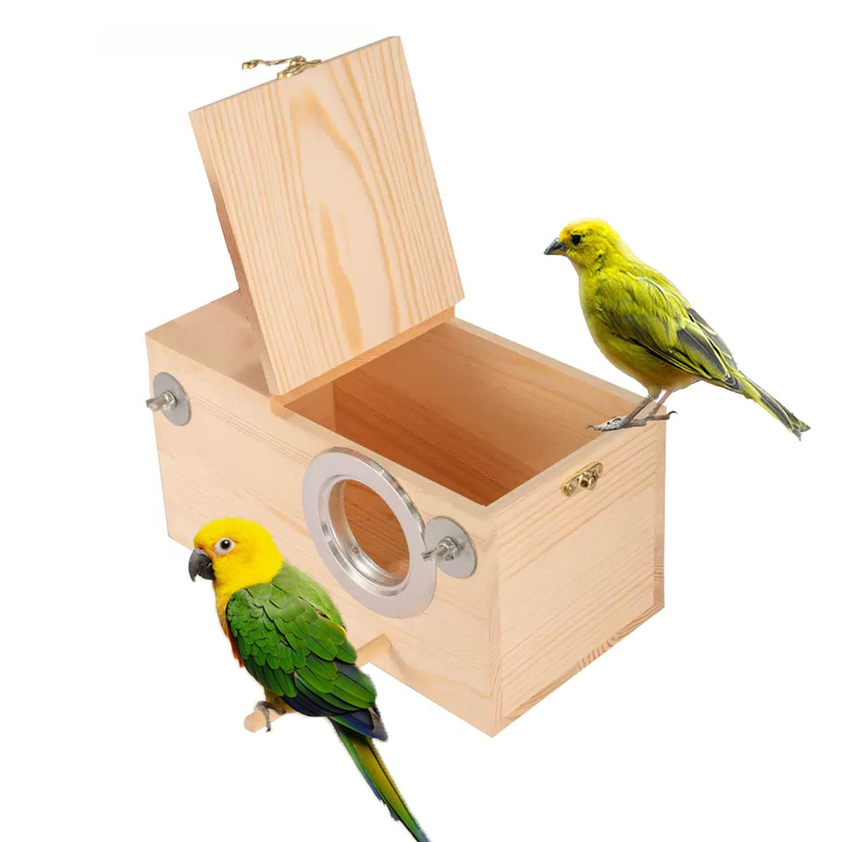 Kathson Parakeet Nest Box Budgie Nesting House Cockatiel Breeding Parrots Mating Box For Lovebirds Small And Medium-Sized Birds（M）