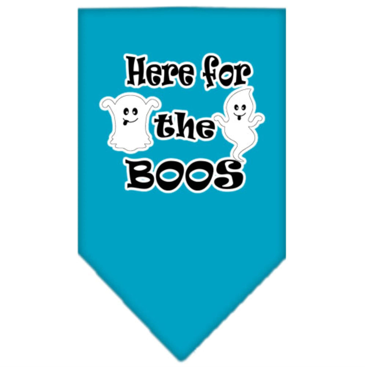 Halloween Pet and Dog Bandana Screen Printed, &quot;Here For The Boos&quot; Turquoise Small