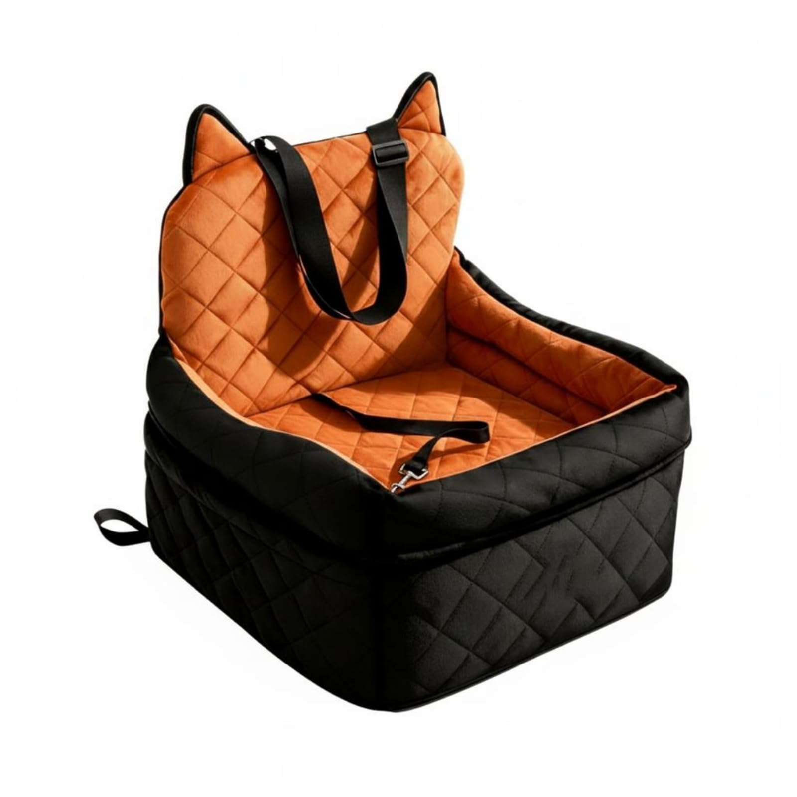 Dog Car Seat Bed Removable Washable Car Dog Bed Portable for Dogs, Black Brown