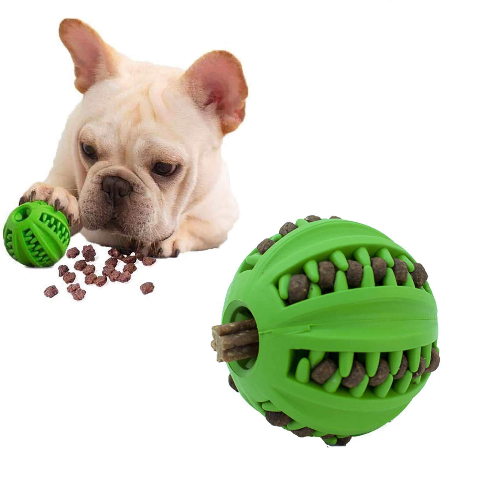 ONTWOPETS Dog IQ Ball Toy - Interactive Dog Enrichment, Mental Stimulation Treat Embedding Rubber Ball Reduce Boredom (2 inches)