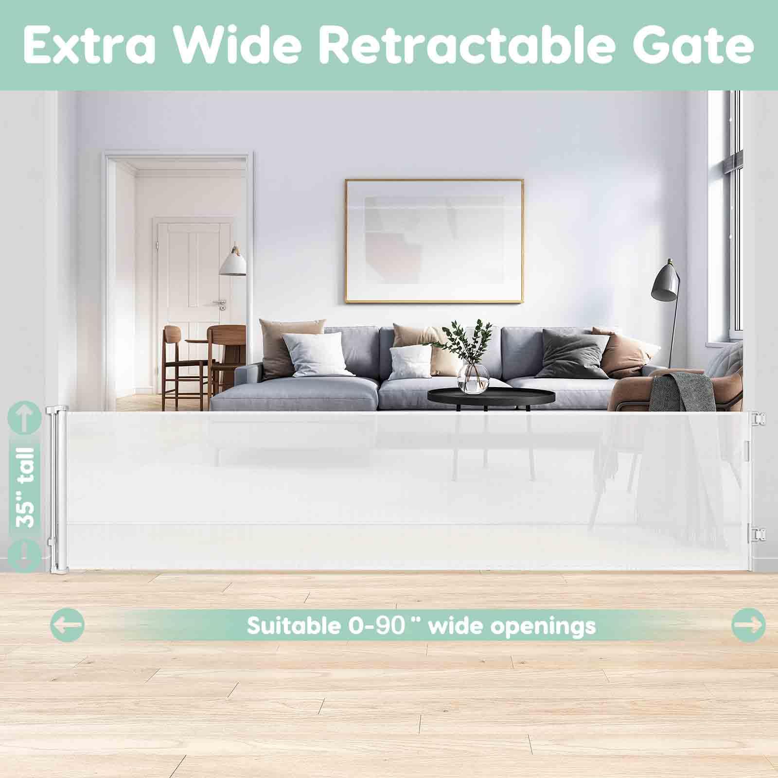 90 Inch Baby Gates Extra Wide Retractable Baby Gate Extra Large Baby Gate Extra Wide Dog Gates for The House Extra Wide Baby Gat