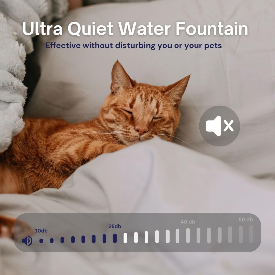 Pet Heights Ceramic Cat Water Fountain, Super Quiet Pet Water Fountain, Automatic Cat Water Dispenser, Dishwasher Safe Design &