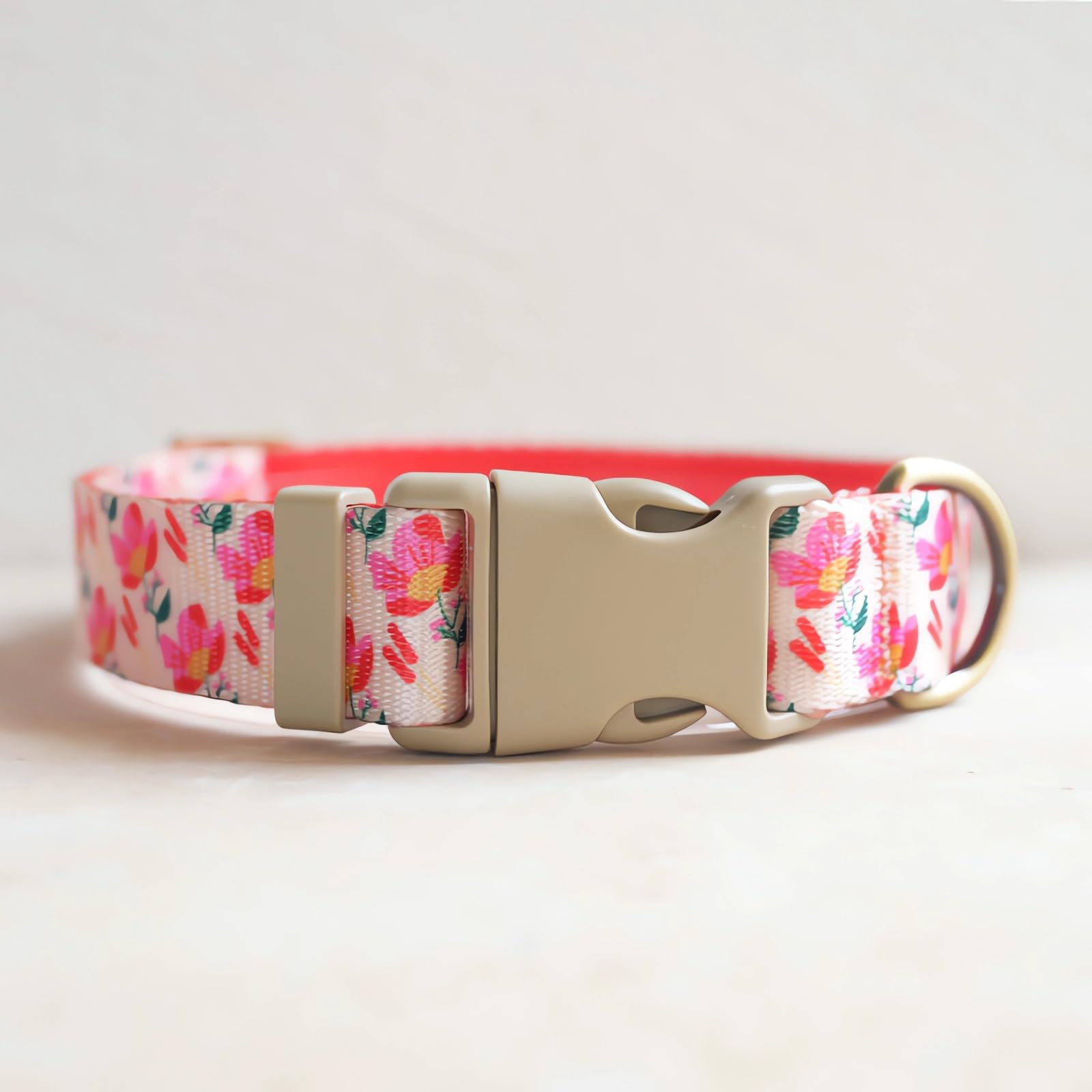 Yudote Designer Dog Collar In Floral Pattern Cute Dog Collars For Small Medium Large Dogs And Puppy (Pink Rose,L)