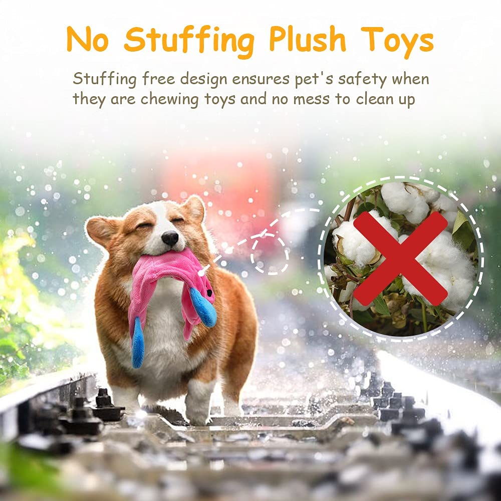 Awoof No Stuffing Dog Toy, Crinkle Squeaky Dogs Teething Chew Toys Set For Small Medium Large Breed Puppies Aggressive Chewers,D