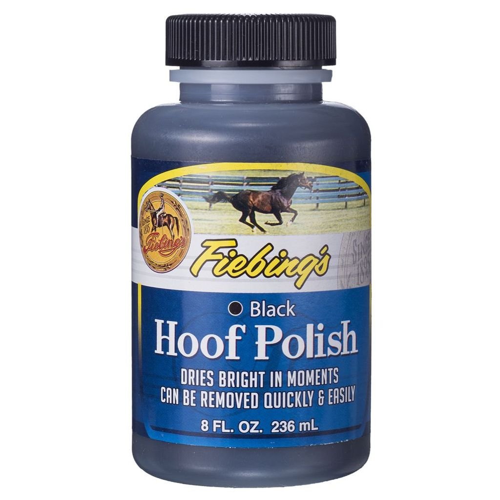 Fiebings Hoof Polish (8 Oz, Black) - Quick Dry High Shine Finish Nail Polish for Horses - Non-Toxic Water Based Formula Safe fo