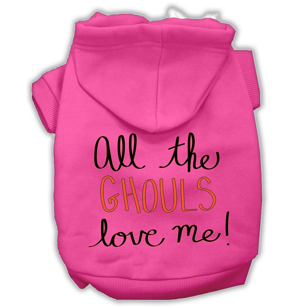All The Ghouls Screenprint Dog Hoodie Bright Pink Xl 16
