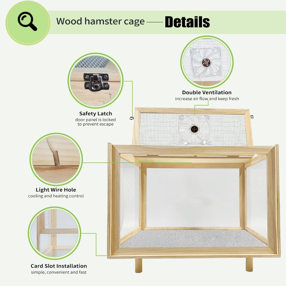Large Hamster Cages - Wooden Hamster Mice And Rat Habitat With Ventilator Small Animal Cages For Rabbits, Guinea Pigs With Waterproof Bottom Plate
