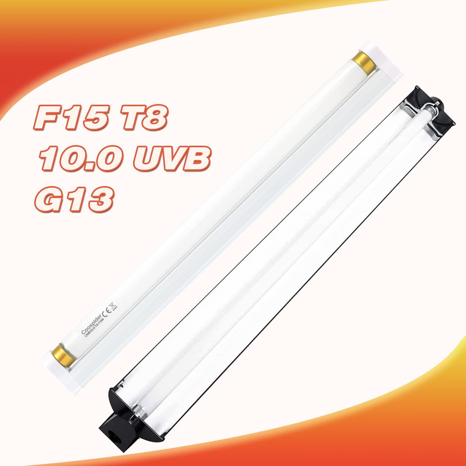 Hypool 2-Pack UVB Reptile Light 10.0 Bulb 15W 18inch T8 Fluorescent Desert Lamp UVA for Bearded Dragon Tortoise Reptile & Amphib