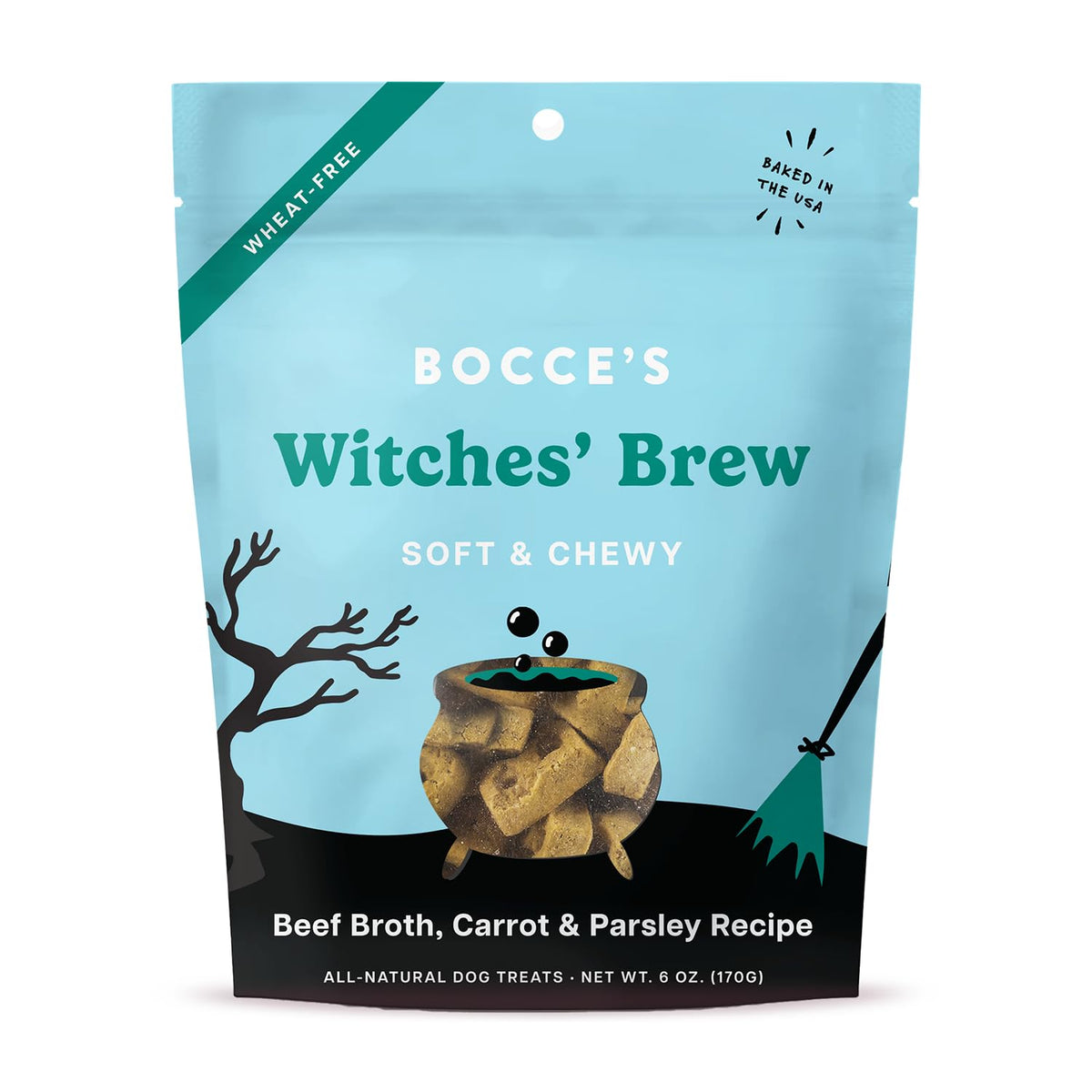 Bocce'S Bakery All-Natural Witches Brew Dog Treats, Wheat-Free, Limited Ingredient Soft & Chewy Dog Treats, Inspired By Halloween, 6 Oz