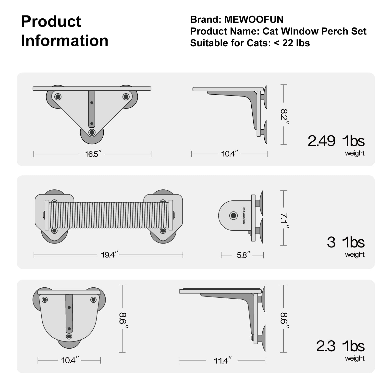 Mewoofun Cat Window Perch Hammock With Climbing Steps And Scratching Post Wooden Window Mounted Cat Bed For Indoor Cats (3 Pcs Cat Climber Set)