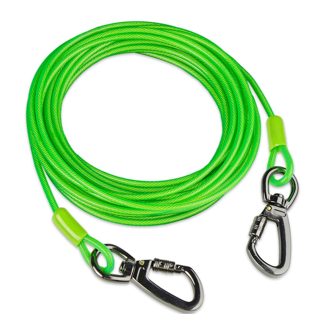 Cwlovys Dog tie Out Cable, 10/20/25/30/50/70/100 feet, Suitable for Dogs up to 350 pounds, Dog Cable with Swivel Buckle, Lightwe