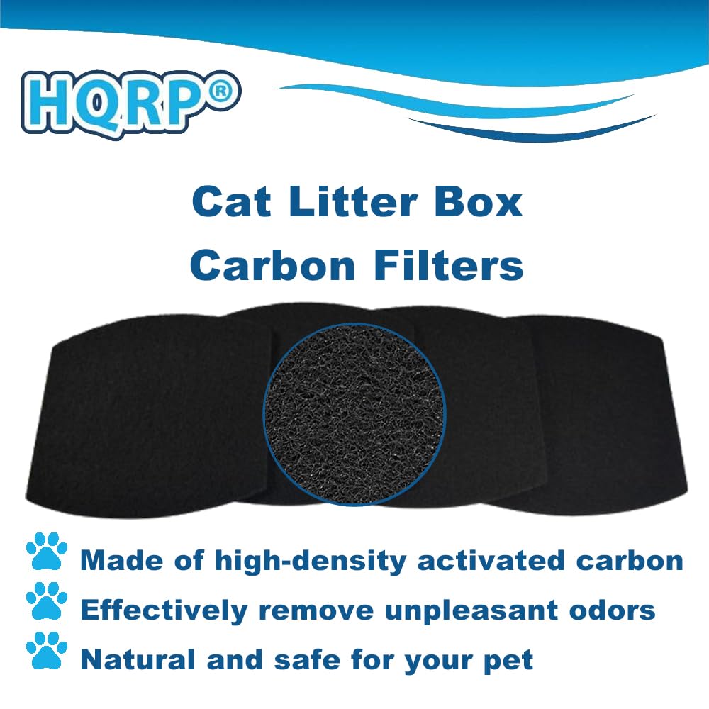 Hqrp 8-Pack Cat Litter Box Replacement Carbon Filters Compatible With Petmate Booda Clean Step, Activated Carbon Charcoal Filter